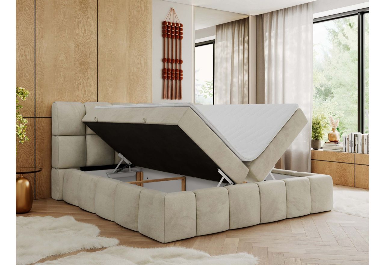 Łóżko kontynentalne NIRA 140x200 - Monolith 02 - beżowy - OUTLET