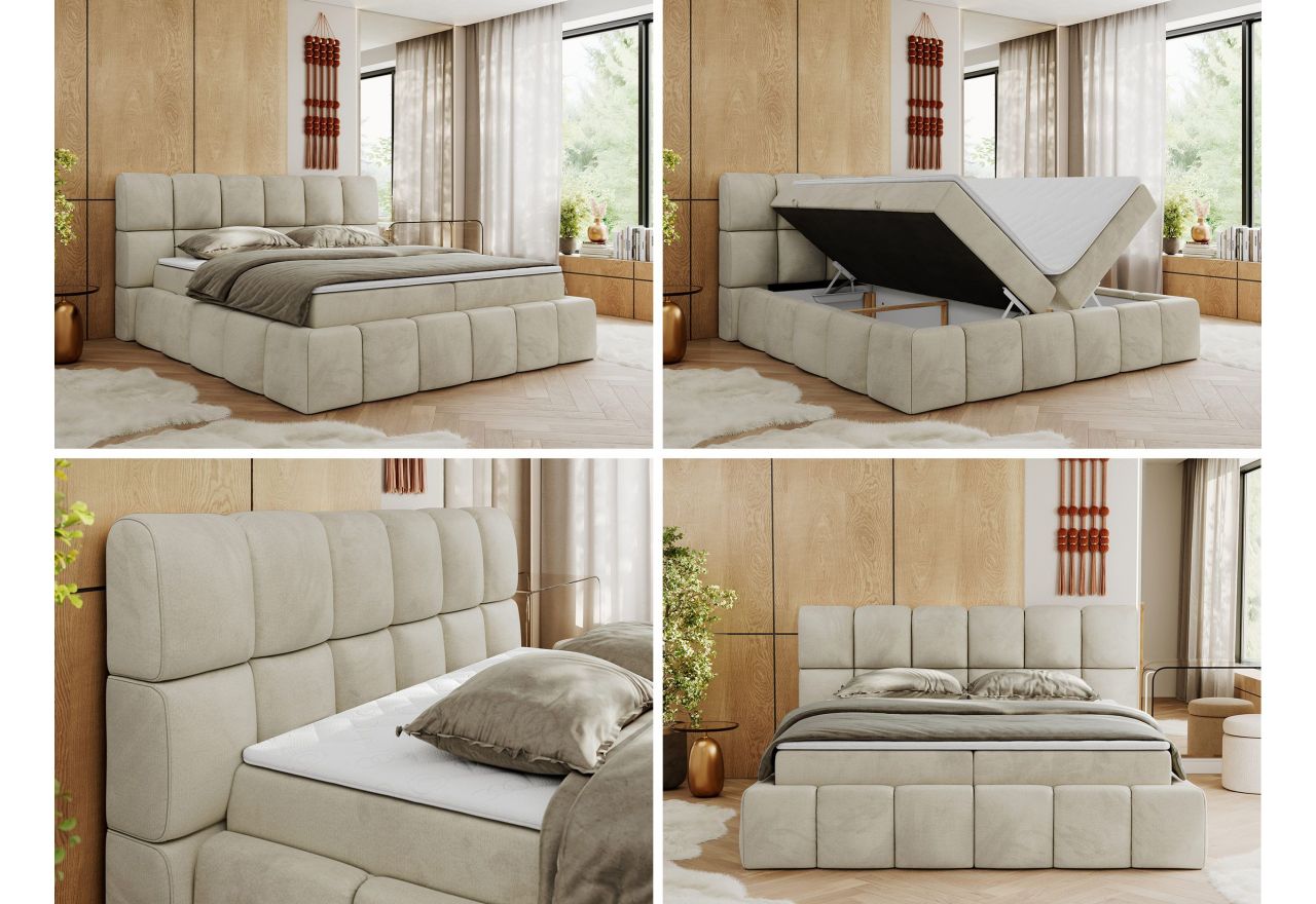 Łóżko kontynentalne NIRA 140x200 - Monolith 02 - beżowy - OUTLET