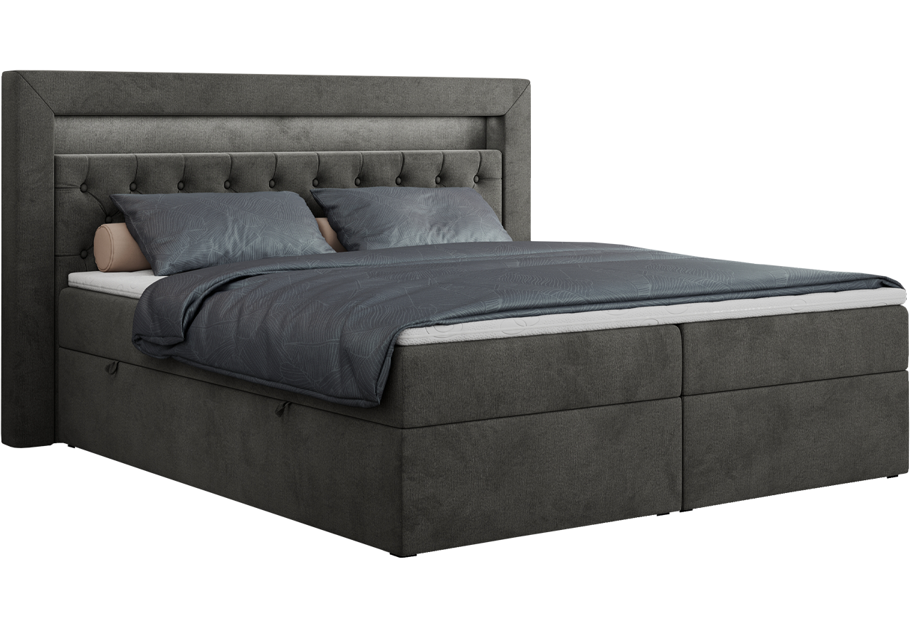 Łóżko kontynentalne GOLD 6 200x200 - Monolith 92 - ciemny szary - OUTLET