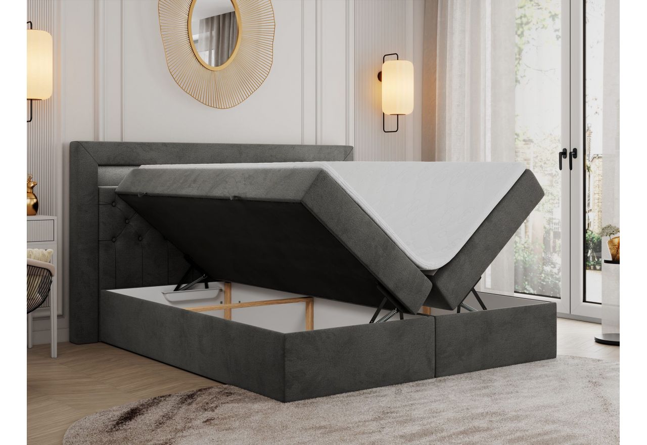 Łóżko kontynentalne GOLD 6 200x200 - Monolith 92 - ciemny szary - OUTLET