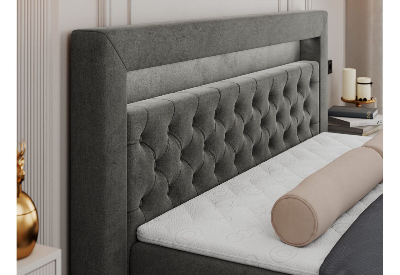 Łóżko kontynentalne GOLD 6 200x200 - Monolith 92 - ciemny szary - OUTLET