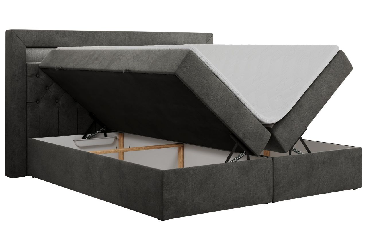 Łóżko kontynentalne GOLD 6 200x200 - Monolith 92 - ciemny szary - OUTLET