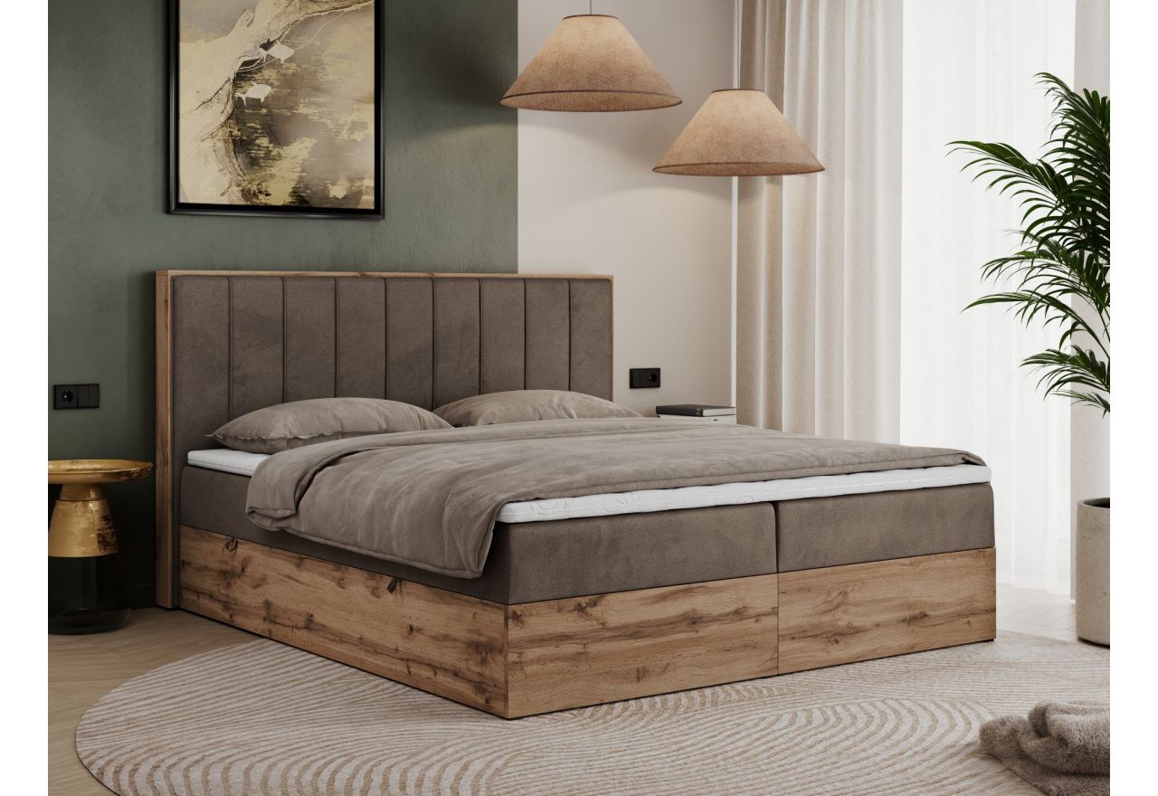 Łóżko kontynentalne BELLISSIMO 160x200 - Monolith 15 - brązowy - OUTLET