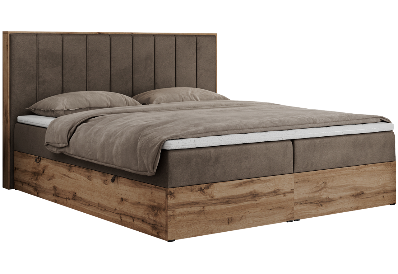 Łóżko kontynentalne BELLISSIMO 160x200 - Monolith 15 - brązowy - OUTLET