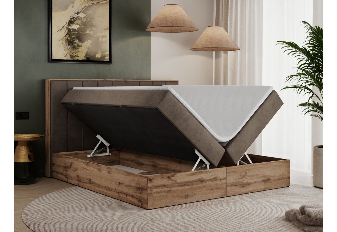 Łóżko kontynentalne BELLISSIMO 160x200 - Monolith 15 - brązowy - OUTLET