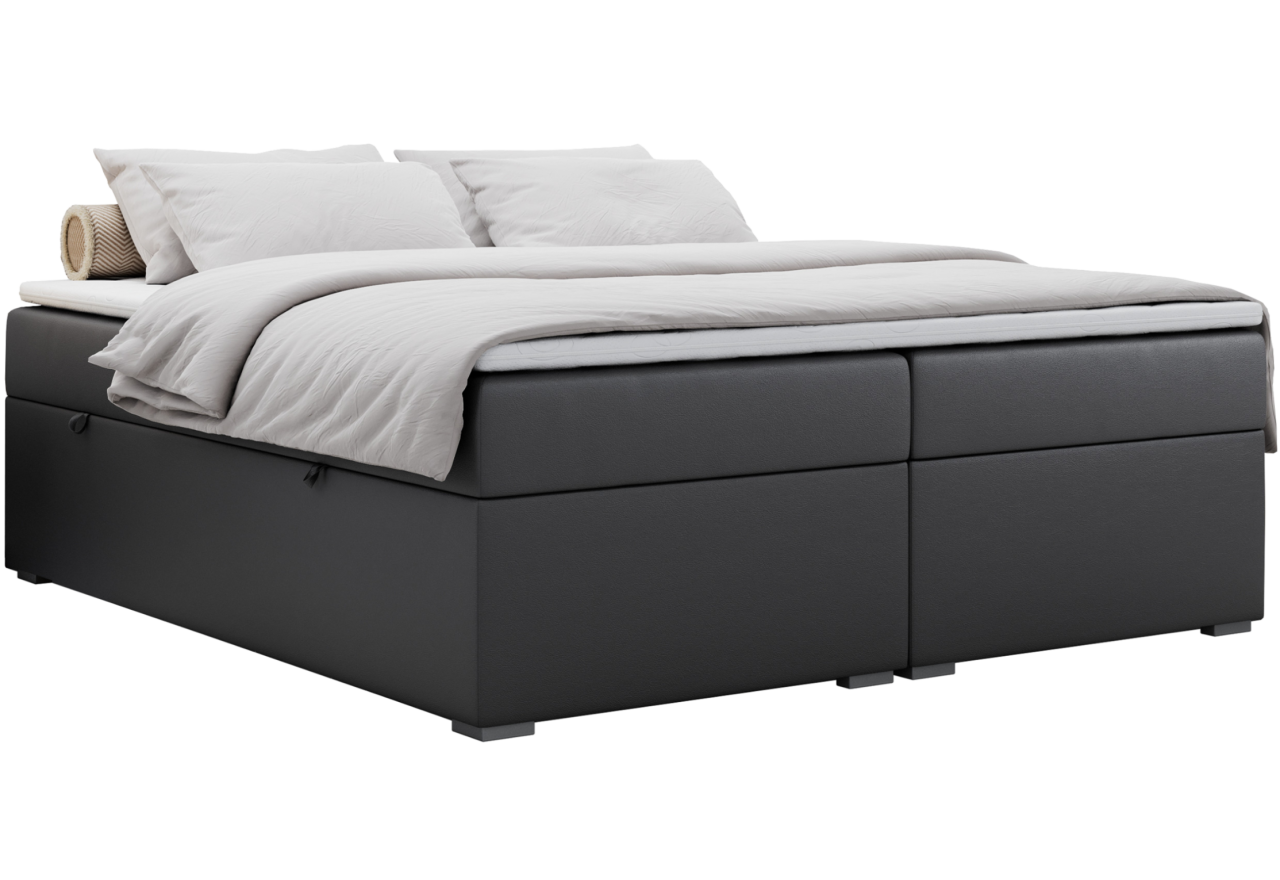 Łóżko kontynentalne bez wezgłowia BESS 160x200 - Soft 20 - ciemnoszara ekoskóra - OUTLET