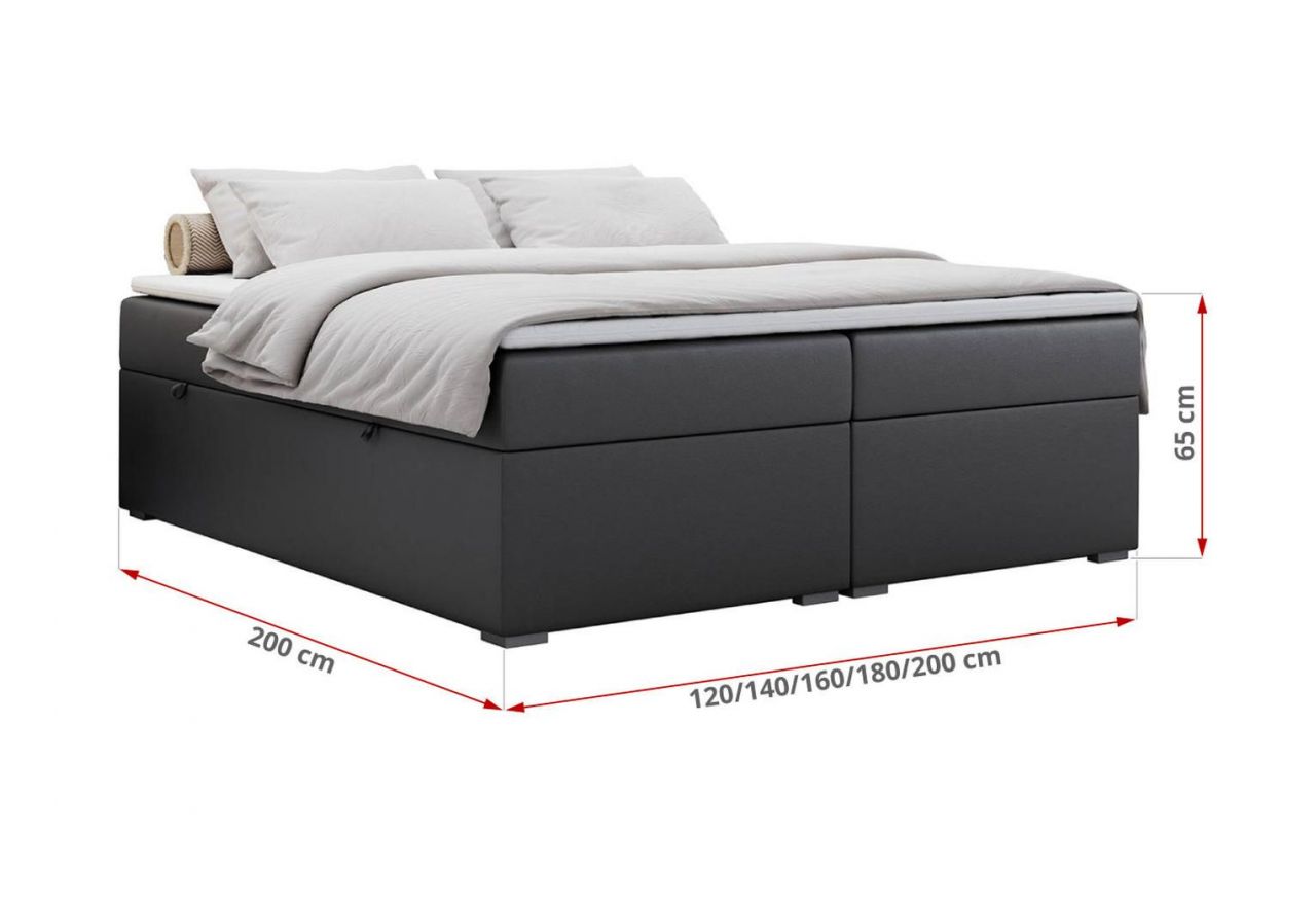 Łóżko kontynentalne bez wezgłowia BESS 160x200 - Soft 20 - ciemnoszara ekoskóra - OUTLET