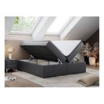 Łóżko kontynentalne bez wezgłowia BESS 160x200 - Soft 20 - ciemnoszara ekoskóra - OUTLET