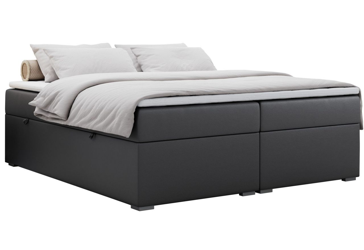 Łóżko kontynentalne bez wezgłowia BESS 160x200 - Soft 20 - ciemnoszara ekoskóra - OUTLET