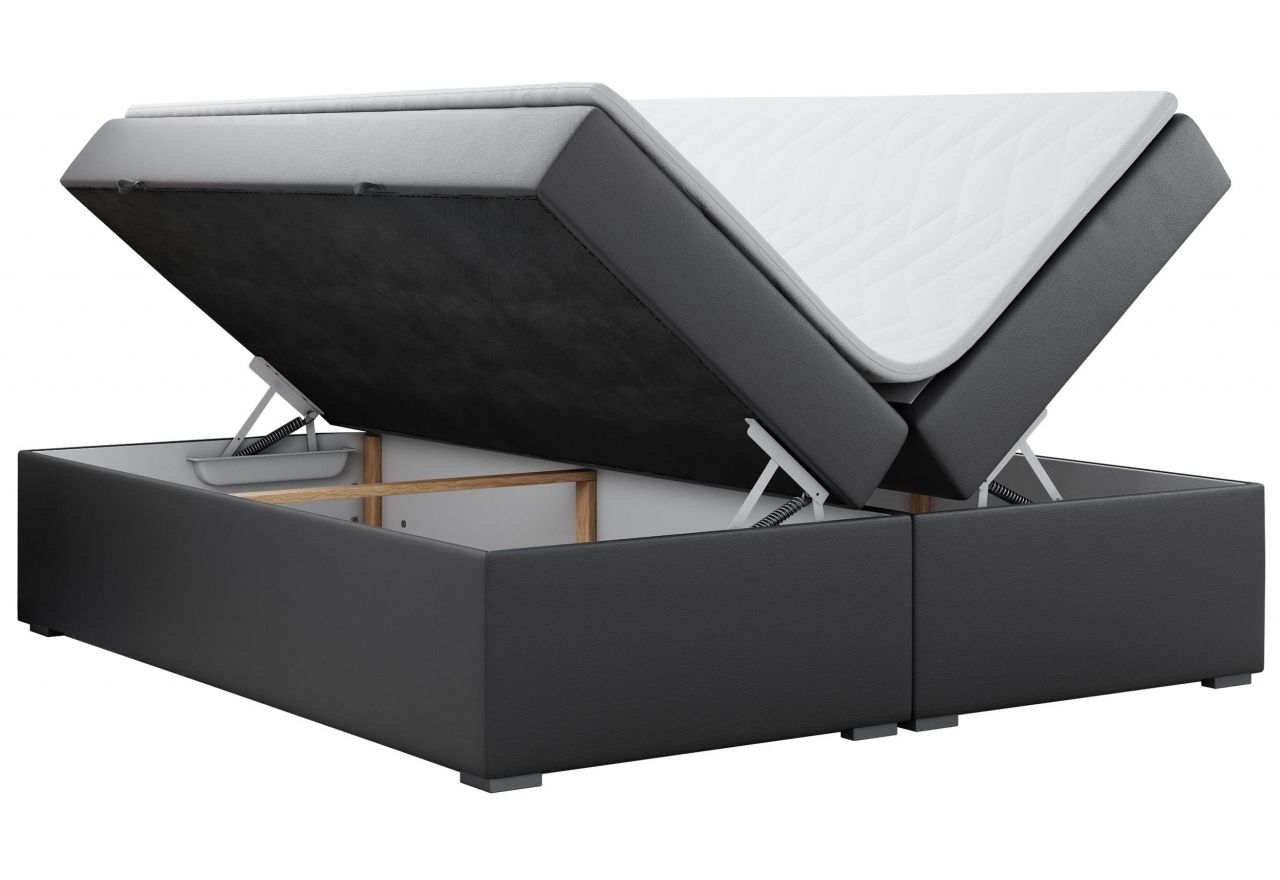 Łóżko kontynentalne bez wezgłowia BESS 160x200 - Soft 20 - ciemnoszara ekoskóra - OUTLET