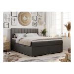 Łóżko kontynentalne ALLY 160x200 - Soft 20 - ciemnoszara ekoskóra - OUTLET