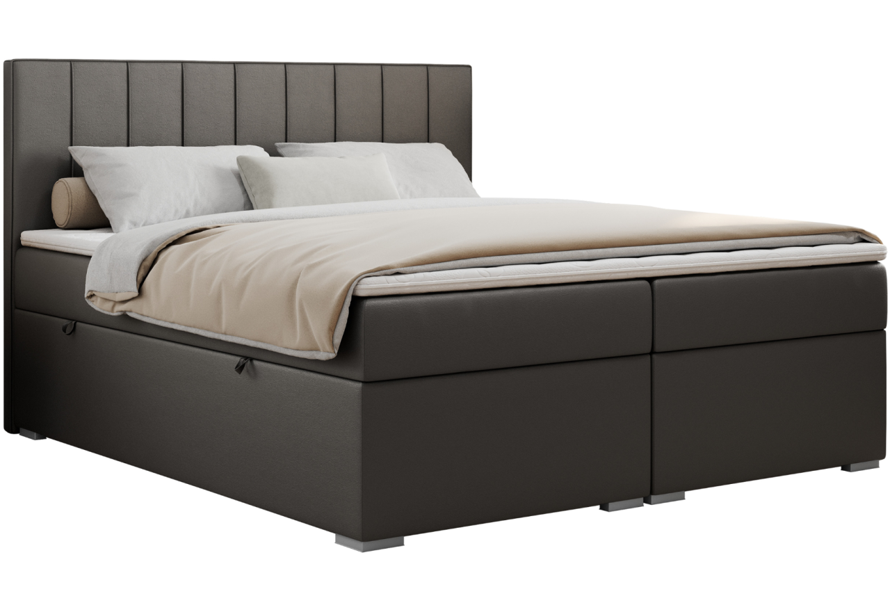 Łóżko kontynentalne ALLY 160x200 - Soft 20 - ciemnoszara ekoskóra - OUTLET