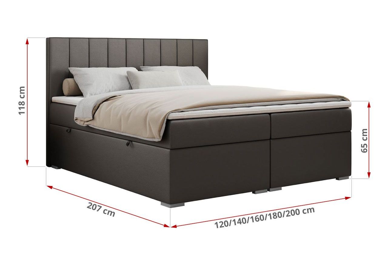 Łóżko kontynentalne ALLY 160x200 - Soft 20 - ciemnoszara ekoskóra - OUTLET