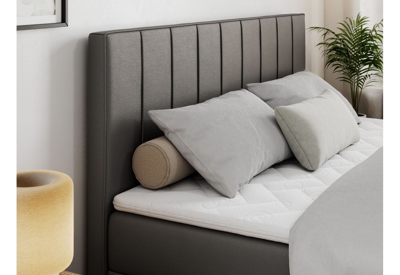 Łóżko kontynentalne ALLY 160x200 - Soft 20 - ciemnoszara ekoskóra - OUTLET