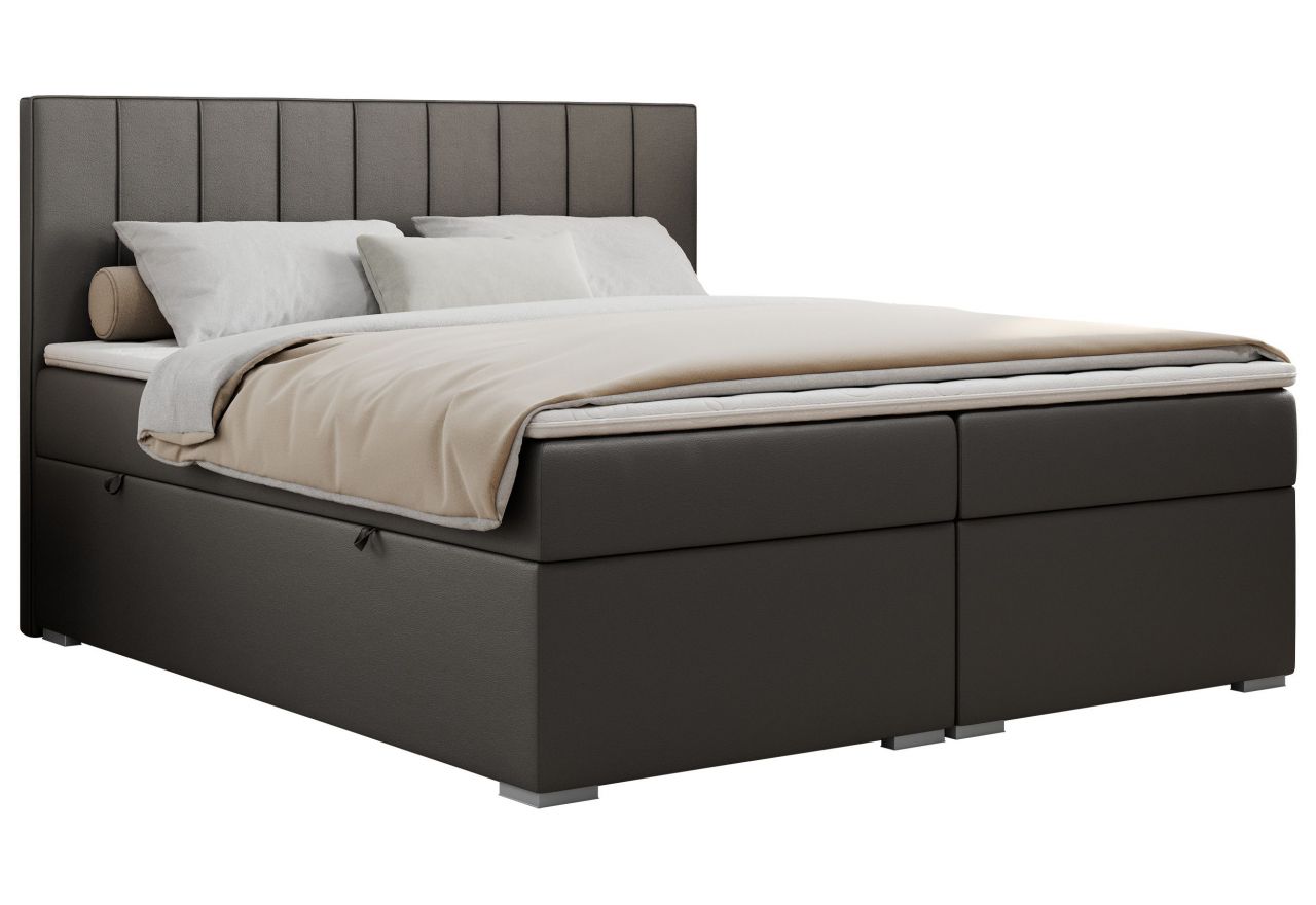 Łóżko kontynentalne ALLY 160x200 - Soft 20 - ciemnoszara ekoskóra - OUTLET