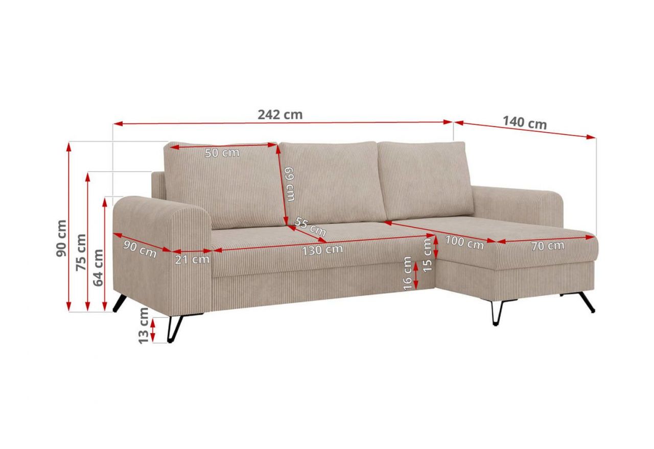 Narożnik HUGO L - Lincoln 03 - beżowy - OUTLETU