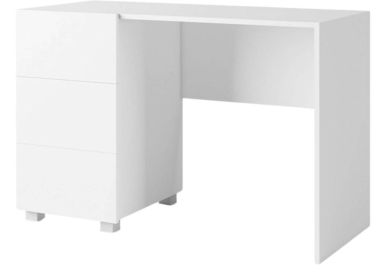 Modne białe biurko z trzema szufladami do pokoju młodzieżowego i gabinetu - CONTROL Biały / Biały połysk