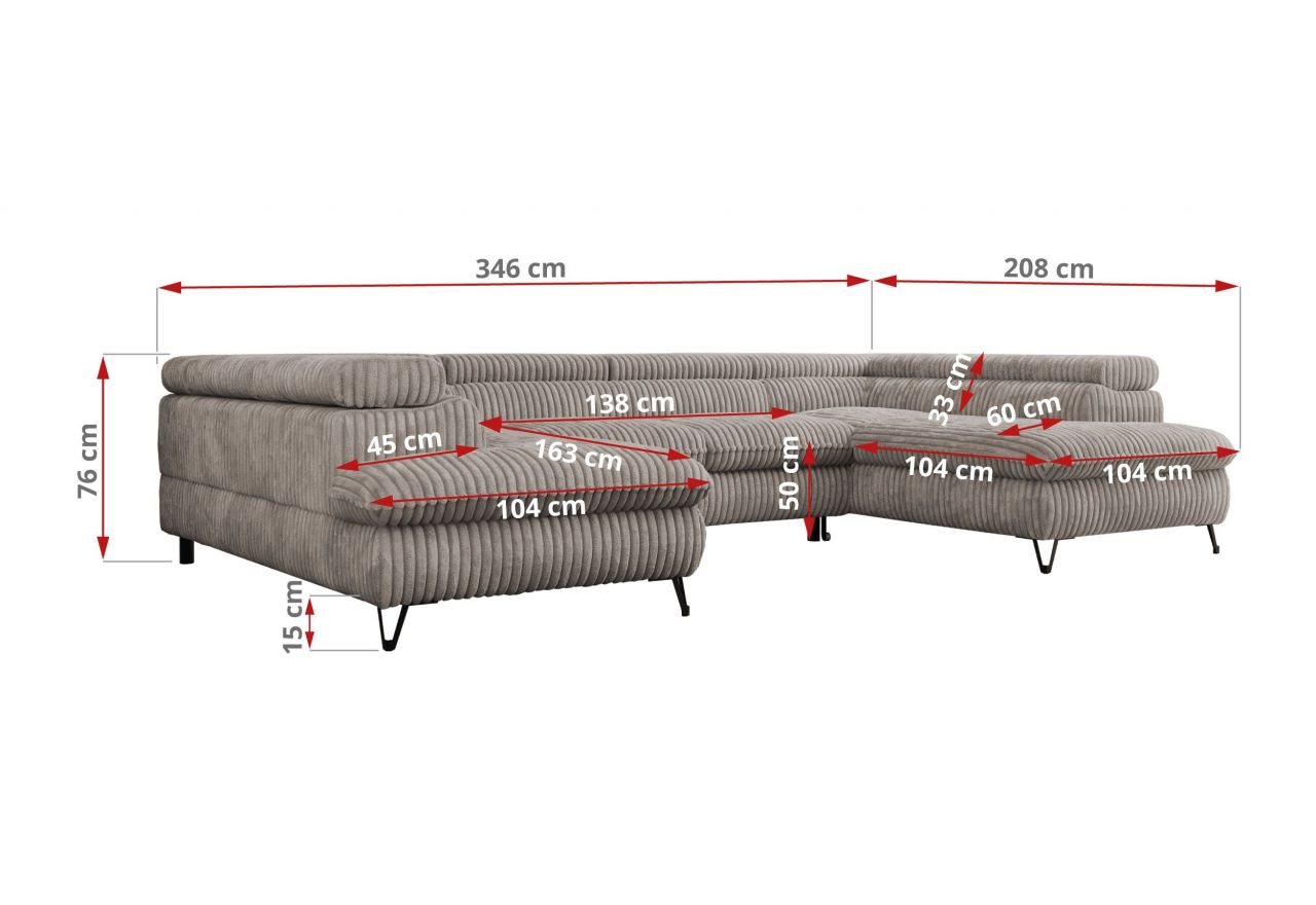 Narożnik PETER U - Tilia 11 - jasny brąz - OUTLETU