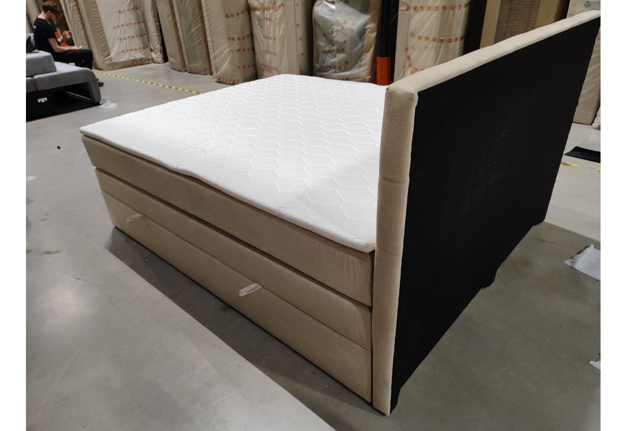 Łóżko kontynentalne LUKA KING 160x200 - Monolith 02 - beżowy - OUTLETU