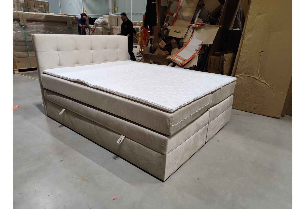Łóżko kontynentalne LUKA KING 160x200 - Monolith 02 - beżowy - OUTLETU