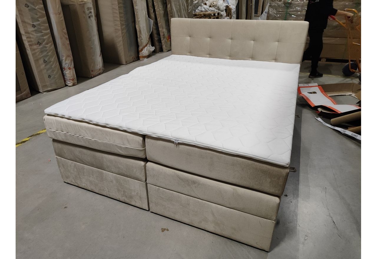 Łóżko kontynentalne LUKA KING 160x200 - Monolith 02 - beżowy - OUTLETU