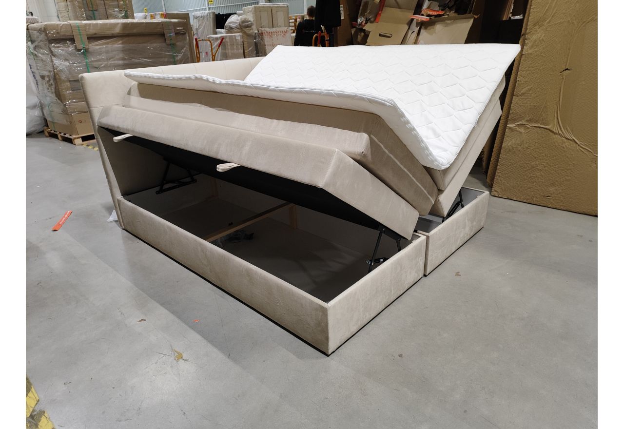 Łóżko kontynentalne LUKA KING 160x200 - Monolith 02 - beżowy - OUTLETU