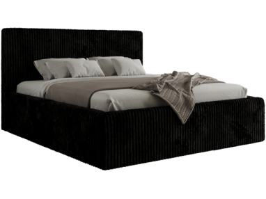 Łóżko tapicerowane TILIANO CLASSIC 200x200 - materac multipocket - czarny, sztruks