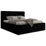 Łóżko tapicerowane TILIANO CLASSIC 160x200 - materac multipocket - czarny, sztruks