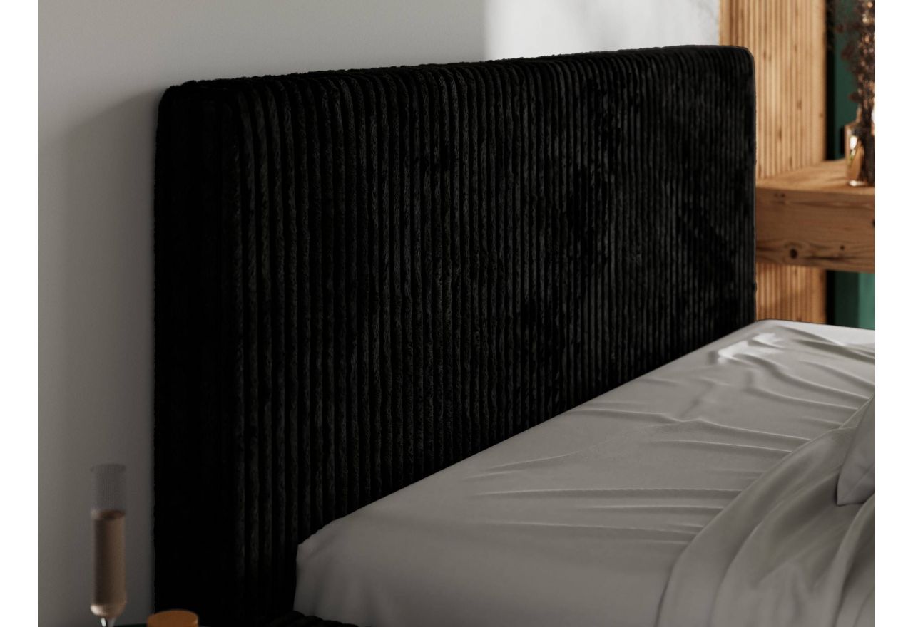 Łóżko tapicerowane TILIANO CLASSIC 200x200 - materac pocket - czarny, sztruks