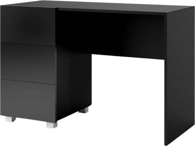 Czarne biurko z połyskiem do pracy w gabinecie, z trzema szufladami - CONTROL Czarny / Czarny połysk