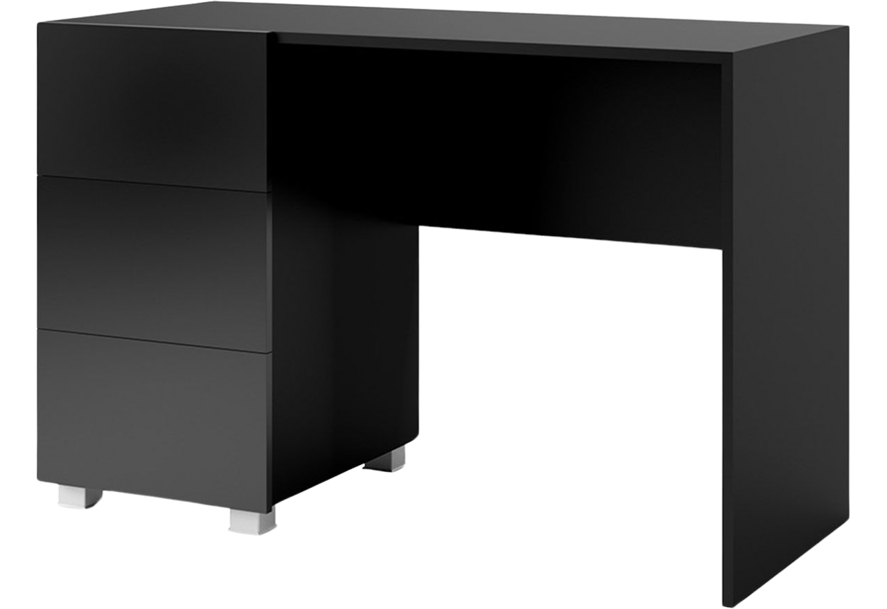 Czarne biurko z połyskiem do pracy w gabinecie, z trzema szufladami - CONTROL Czarny / Czarny połysk