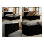Łóżko tapicerowane TILIANO CLASSIC 180x200 - materac piankowy - czarny, sztruks