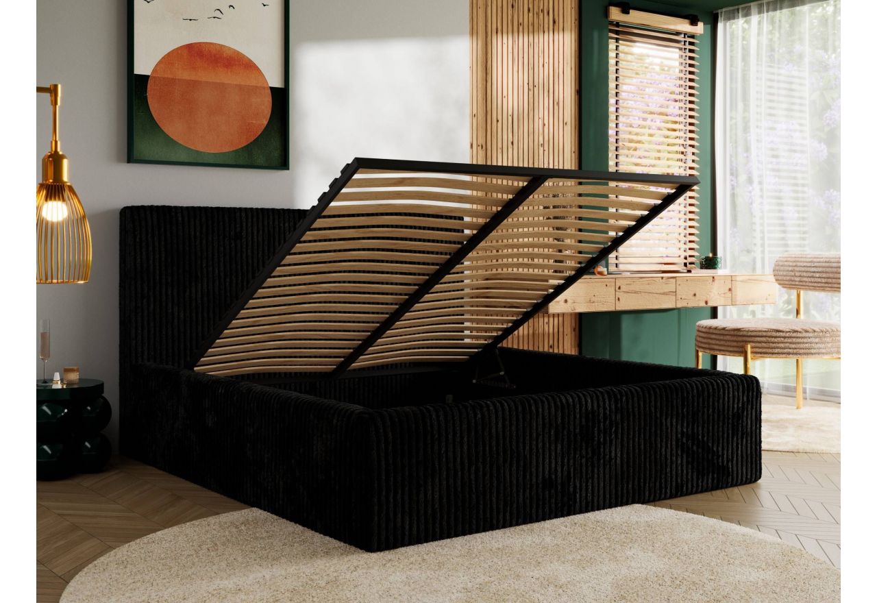 Łóżko tapicerowane TILIANO CLASSIC 200x200 - czarny, sztruks