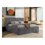Łóżko tapicerowane TILIANO CLASSIC 160x200 - materac multipocket - szary, sztruks