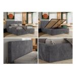 Łóżko tapicerowane TILIANO CLASSIC 160x200 - materac multipocket - szary, sztruks