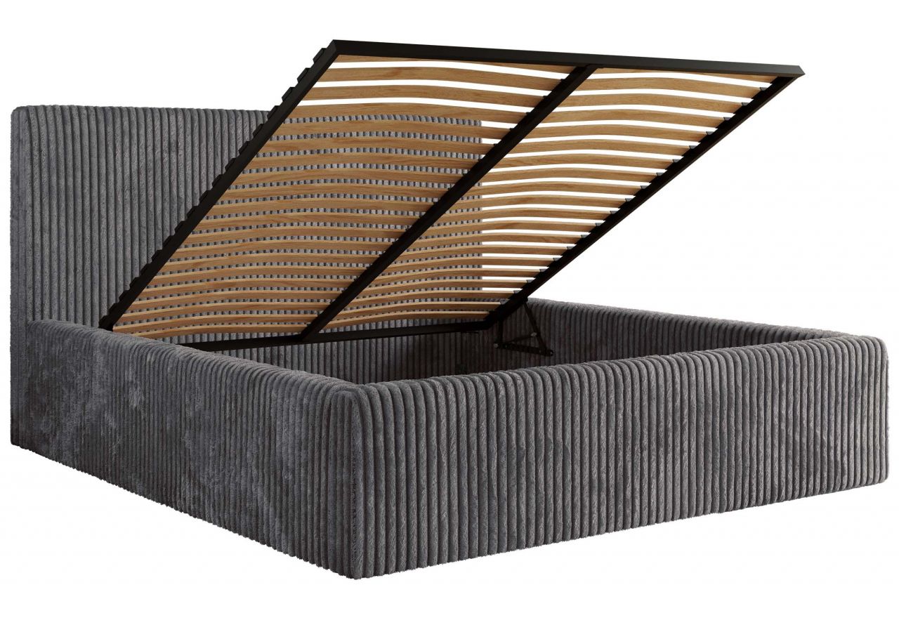 Łóżko tapicerowane TILIANO CLASSIC 140x200 - materac multipocket - szary, sztruks