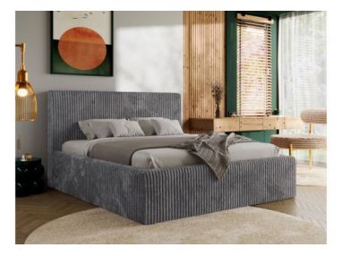 Łóżko tapicerowane TILIANO CLASSIC 160x200 - materac pocket - szary, sztruks