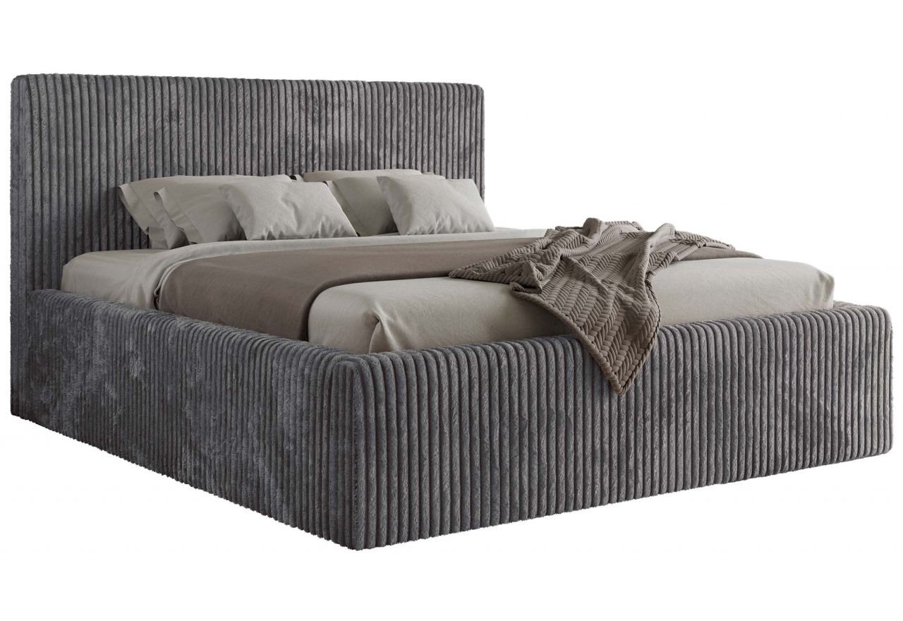 Łóżko tapicerowane TILIANO CLASSIC 140x200 - materac pocket - szary, sztruks