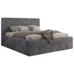 Łóżko tapicerowane TILIANO CLASSIC 200x200 - materac piankowy - szary, sztruks