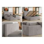 Łóżko tapicerowane TILIANO CLASSIC 200x200 - materac multipocket - jasnoszary, sztruks