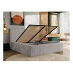 Łóżko tapicerowane TILIANO CLASSIC 180x200 - materac multipocket - jasnoszary, sztruks