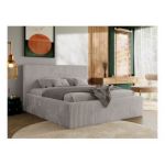 Łóżko tapicerowane TILIANO CLASSIC 160x200 - materac multipocket - jasnoszary, sztruks