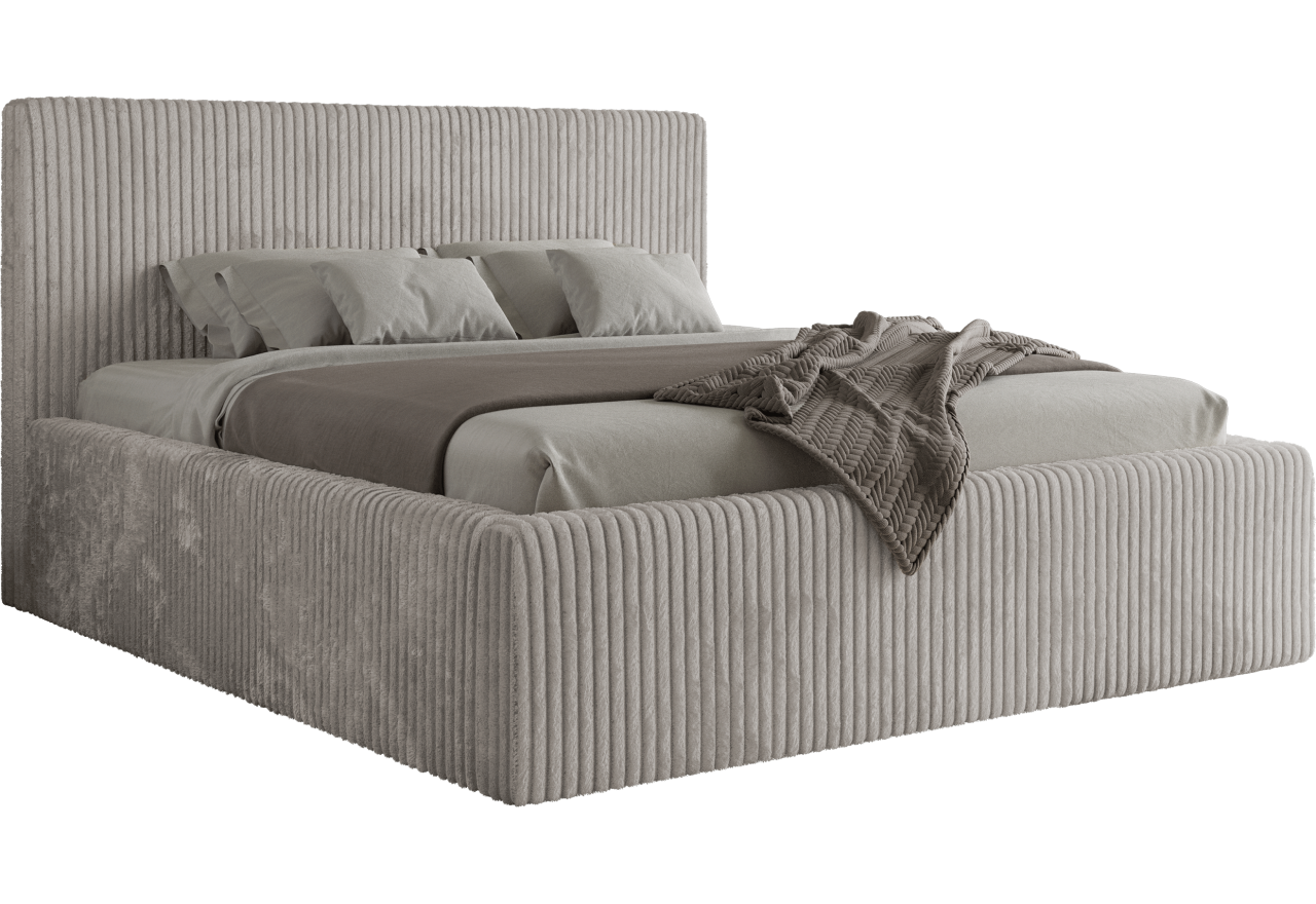 Łóżko tapicerowane TILIANO CLASSIC 180x200 - materac pocket - jasnoszary, sztruks