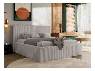 Łóżko tapicerowane TILIANO CLASSIC 180x200 - materac piankowy - jasnoszary, sztruks