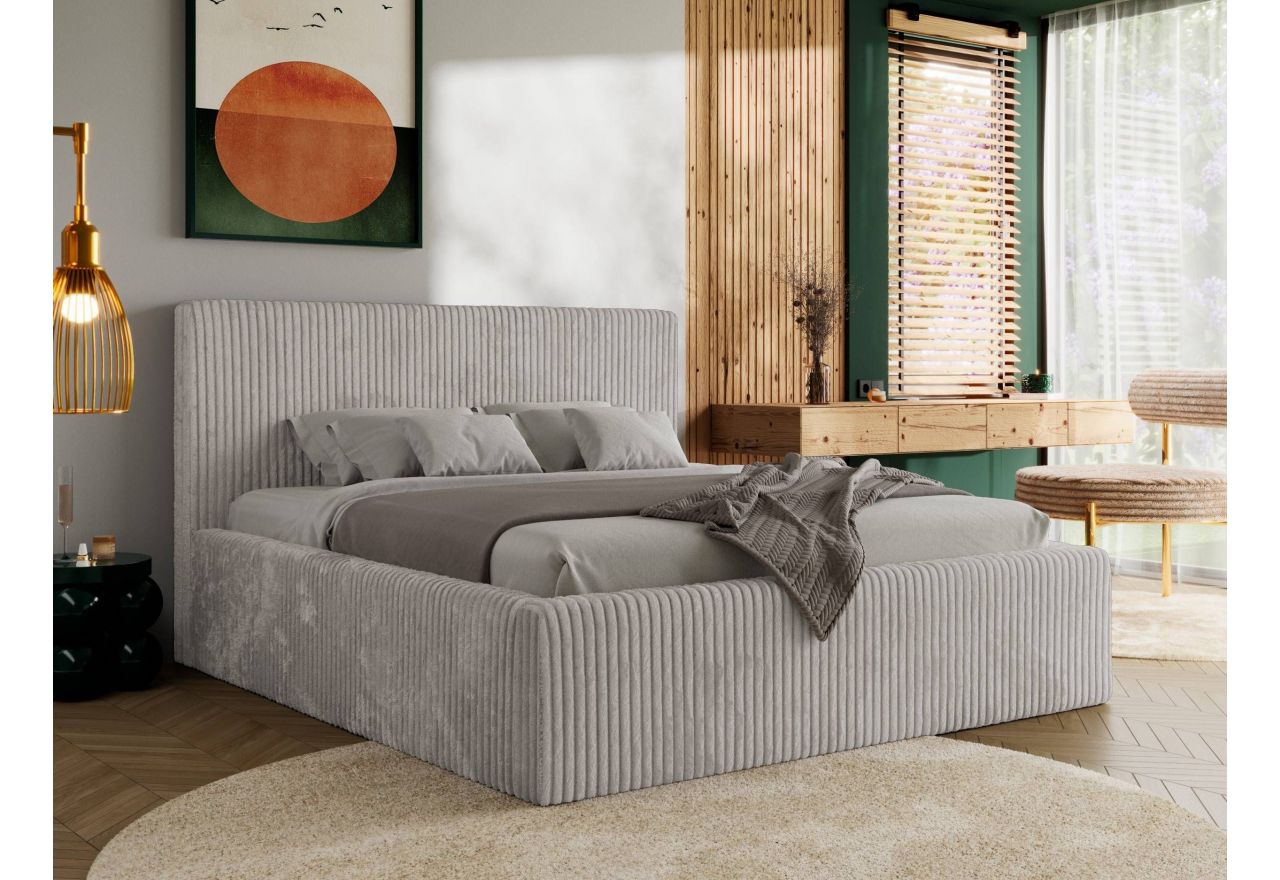 Łóżko tapicerowane TILIANO CLASSIC 200x200 - jasnoszary, sztruks