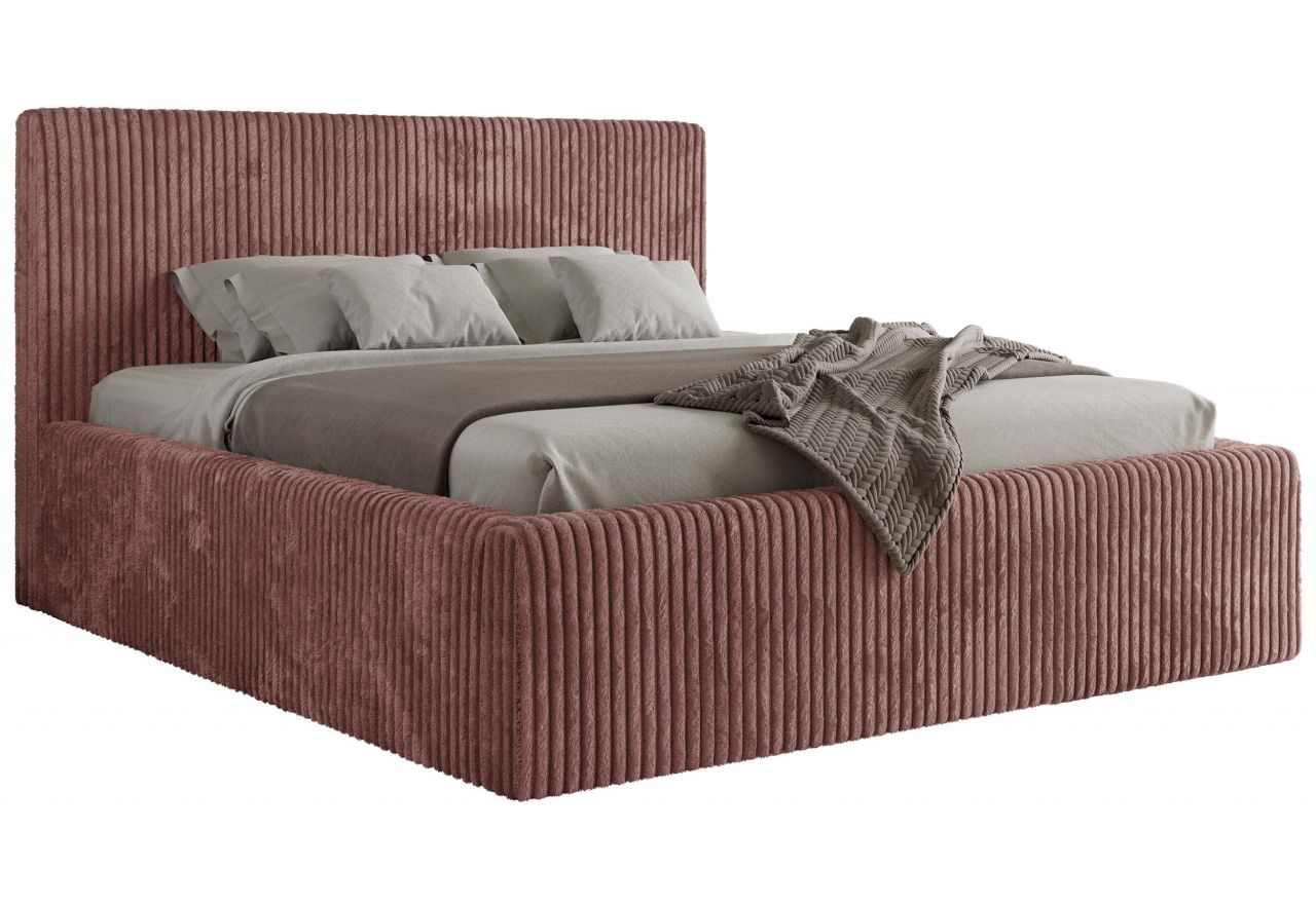 Łóżko tapicerowane TILIANO CLASSIC 180x200 - materac multipocket - różowy, sztruks