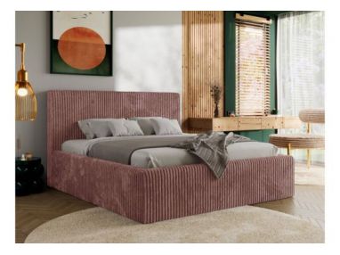 Łóżko tapicerowane TILIANO CLASSIC 200x200 - materac piankowy - różowy, sztruks