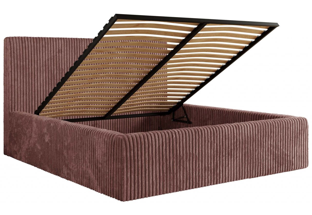 Łóżko tapicerowane TILIANO CLASSIC 200x200 - materac piankowy - różowy, sztruks