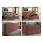 Łóżko tapicerowane TILIANO CLASSIC 160x200 - materac piankowy - różowy, sztruks