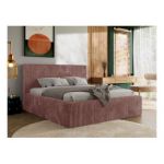 Łóżko tapicerowane TILIANO CLASSIC 140x200 - materac piankowy - różowy, sztruks